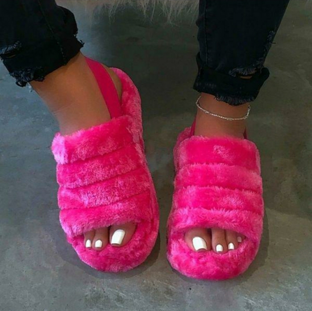 Warm Furry Flat Sandals